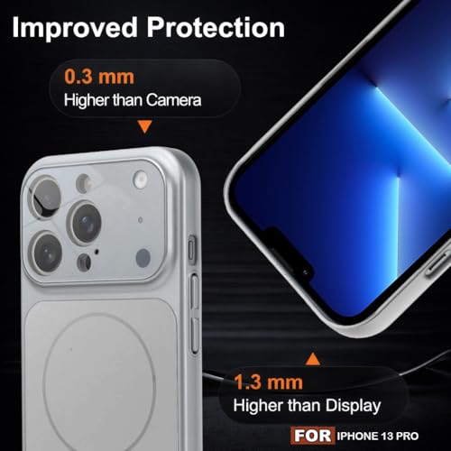 Image of SHINESTAR Premium Luxury Case Compatible with iPhone 13 Pro | Protective Back Cover with Camera Lens Safety | Wireless Charging Support | Slim Fit Durable Design | Enhanced Grip Protection Silver