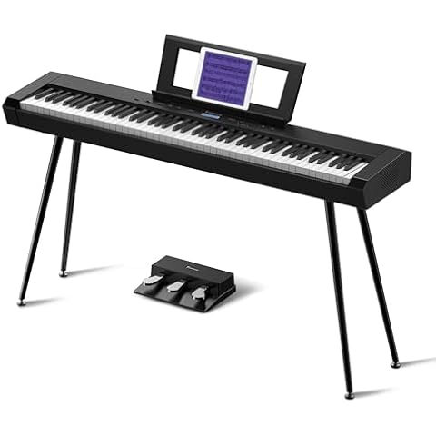 Starfavor 88 Key Full-Weighted Digital Piano, Electric Piano Keyboard for Beginner, Dual 30W Speakers, Graded Hammer Action 88 Keys, Triple Pedal, Bluetooth/USB/MIDI, Retro Matte Black Cover