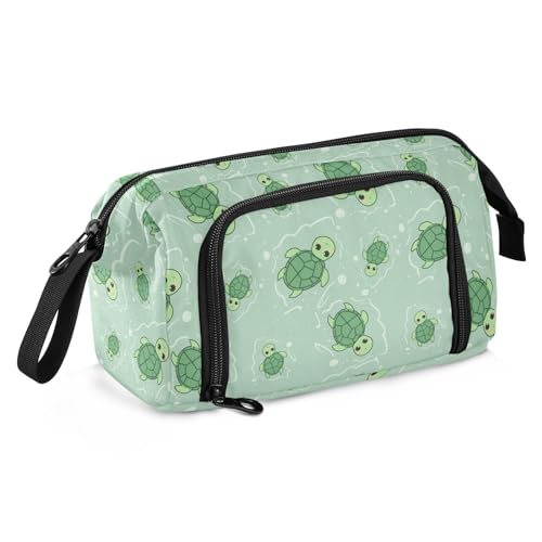 Image of Cute Turtle Green Pencil Case Pouch Big Capacity Pencil Bag Box Organizer Pen Case with Handle Pencil Cases for Girls Boys Women School College Office
