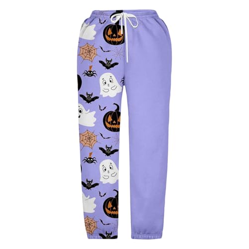 Teen Girls Halloween Sweatpants Cotton Wide Leg Joggers Long Pants Kids Drawstring Pumpkin Trousers High Waist Bottom3