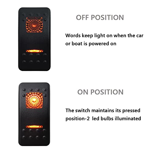 Image of Orange Led Toggle Rocker Switch Compatible with Car Marine Boat Caravan Vehicle Off-Road Pickup 5P ON-Off SPST Switch with Wires (5pin on-Off)