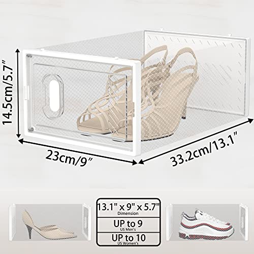 Image of SIMPDIY Shoe Storage, 12 Pack Shoe Organizer for Closet, Shoe Boxes Clear Plastic Stackable Shoe Containers with Lids for Size 10