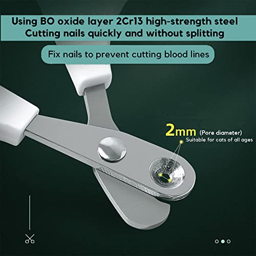Trumoon Circular Cut Hole Cat Nail Clippers And Trimmers - Avoid Over Cutting Pet Nail Clippers For Hyperactive Cats Who Like To Struggle - Professional Grooming Tool For Cat Kitten (2Mm-White) #TOP2