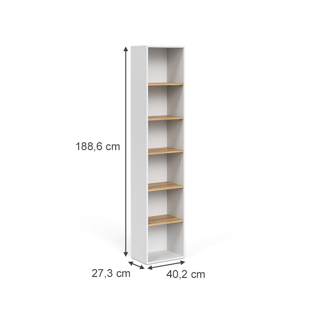 Vicco Armario de baño Viktor, Blanco/Artesano, 40.2 x 188.6 cm | apto para el almacenamiento vertical de accesorios de baño