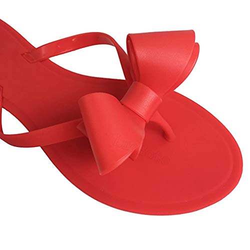 Image of Mtzyoa Women Flip-Flops Flat Sandals Jelly Bow Beach Flat Rivets Rain Cute Dressy Summer Sandals