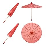 MECCANIXITY ペーパーパラソル 2個 8インチ DIY オイルペーパーペインティング傘 写真撮影小道具 クラフトパーティー ウェディングデコレーション用 レッド