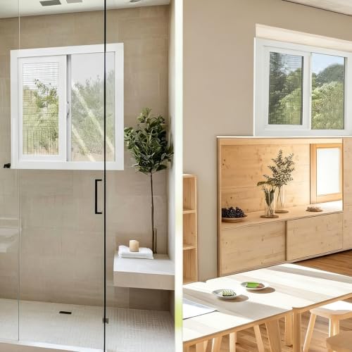 Ventanas corredizas de aluminio para casa exterior de 93x50cm con vidrio templado 8