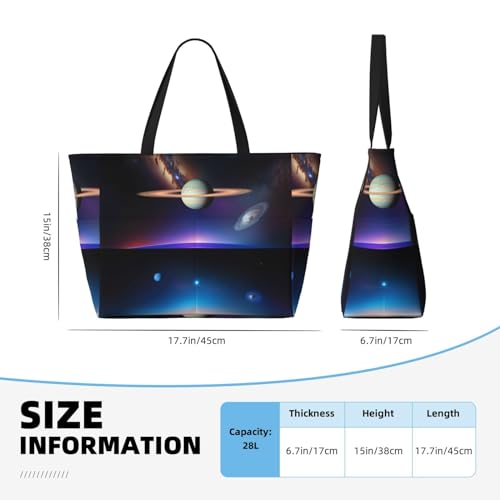 Large Capacity Beach Bag - print Waterproof Travel Bag Cosmic Saturn Multi-Pocket Tote for Vacation Gym Women4