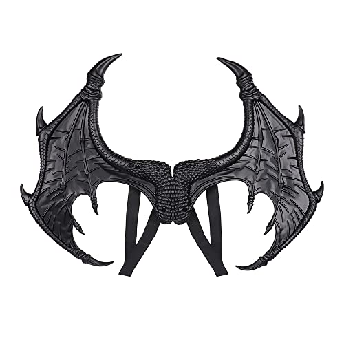 Yeeteesy Disfarce de asa de dragão de Halloween, asas de dragão, cosplay, festa, presente, acessórios para meninos, meninas e adultos (asas pretas)
