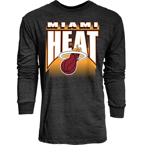 Miami Heat NBA Officially Licensed Tri-Blend Long Sleeve T-Shirt Starters Black, Large