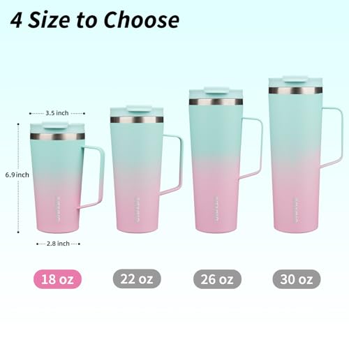 Image of BJPKPK 18oz Insulated Tumbler with Handle, Lid & Straw, Stainless Steel