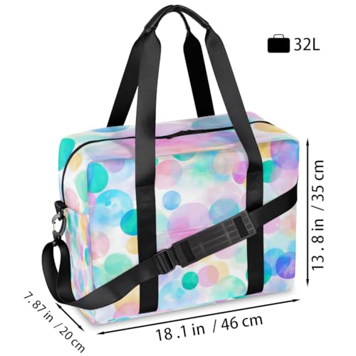 Watercolor Travel Duffel Bag for Men Women Colorful Round Sports Gym Bag Waterproof Weekender Overnight Bags Foldable Carry on Backpack for Swim Yoga Fitness Workout2