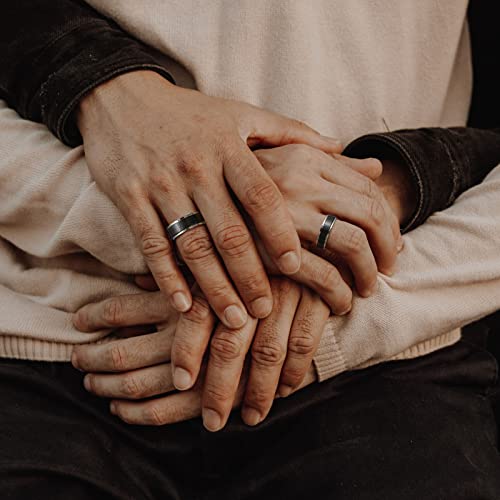 MEALGUET Personalized Couple Rings,Custom Engrave Tungsten/Stainless Steel His and Her Matching Promise Wedding Ring Set for Men Women,Custom Spinner Rings,Gifts for Valentine's Day2