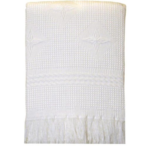 BabyPrem Couverture/châle pour bébé en Acrylique Doux Motifs étoiles 122 X 122 cm Blanc