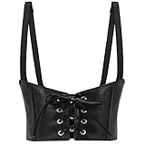 SUOSDEY Women Steampunk Leather UnderBust Corset Vest Belt, Elastic Waist belt for Cosplay,black