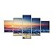 Produktbild KPWAN Leinwanddrucke 5 Stück Sea Beach Sonnenuntergang Landschaft Wandkunst Poster Moderne Wohnkultur Wohnzimmer Bild Schlafzimmer Leinwand Kein Rahmen Größe A.