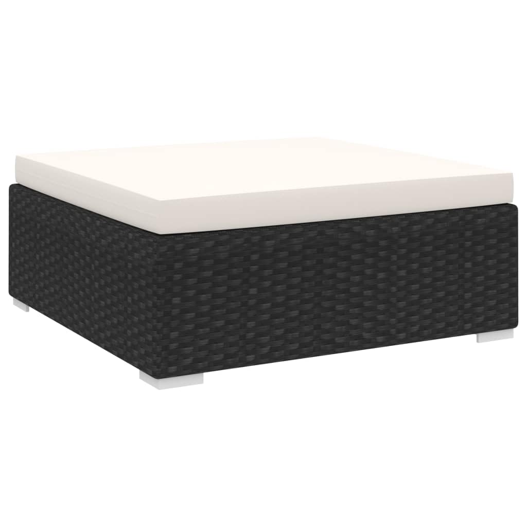 vidaXL Repose-Pied Sectionnel avec Coussin, Tabouret de Jardin, Chaise de Terrasse, Siège de Patio, Meuble d'Extérieur, Résine Tressée Noir