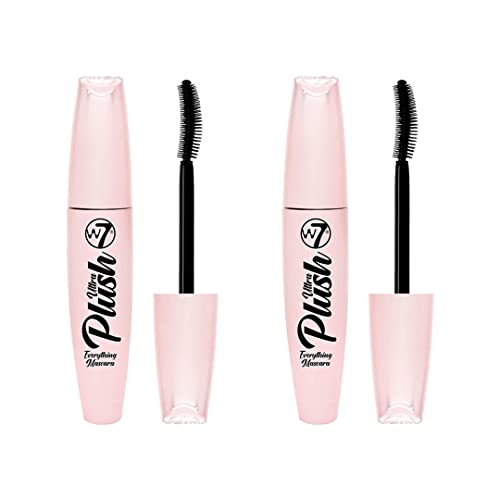 W7 | Ultra Plush Mascara | Long-Lasting, Smudge-Proof And Water-Resistant Formula | Black Mascara With Curved Shaped Brush For Definition And Length | Cruelty Free Eye Makeup For Women | 2 Pack #TOP7