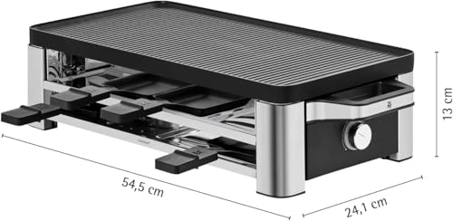 Foto von WMF Lono Raclette-Grill für 8 Personen, leistungsstark, gleichmäßiges Grillen und Überbacken, antihaftbeschichtete Pfännchen und Schieber, für idyllische Raclette-Abende, aus edlem Cromargan-Edelstahl