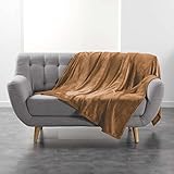 Douceur d'Intérieur, Flanelldecke, 180 x 220 cm, Kamel, Flanell
