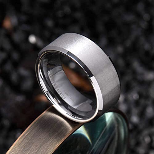 Image of King Will Basic 10mm Tungsten Carbide Ring for Men Matte Polished Engagement Band Comfort Fit