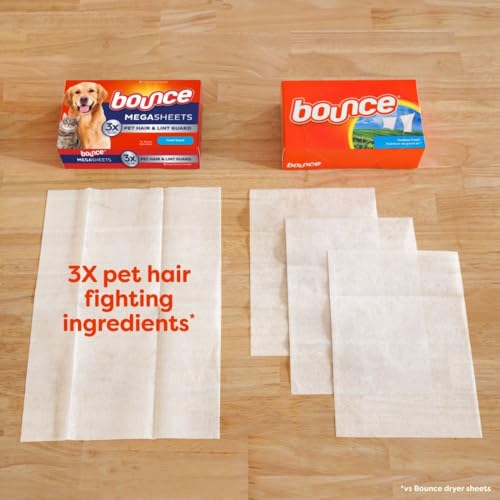 Pet Hair and Lint Guard Mega Dryer Sheets with 3X Pet Hair Fighters, Fresh Scent, 180 Count by bounce - Image 8