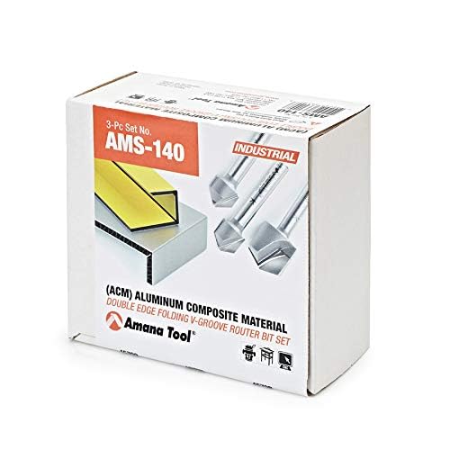 Image of Amana Tool - AMS-140 3-Pc. Carbide Tipped V-Groove 90, 108 & 135 Angles For Doubl