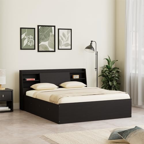 Image of Amazon Brand - Solimo Altamore Engineered Wood Queen Bed with Headboard and Box Storage (Wenge Finish)