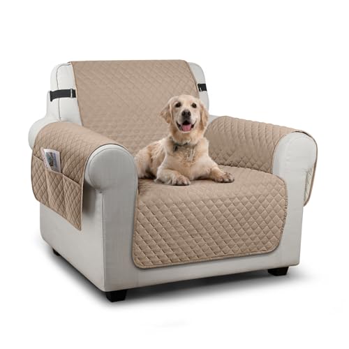 Image of TAOCOCO Sofa Slipcovers 1 Seater,Sofa Settee Covers with Storage Pockets,Non Slip Couch Covers,Washable Sofa Protector for Kids /Dogs /Pets(Brown)