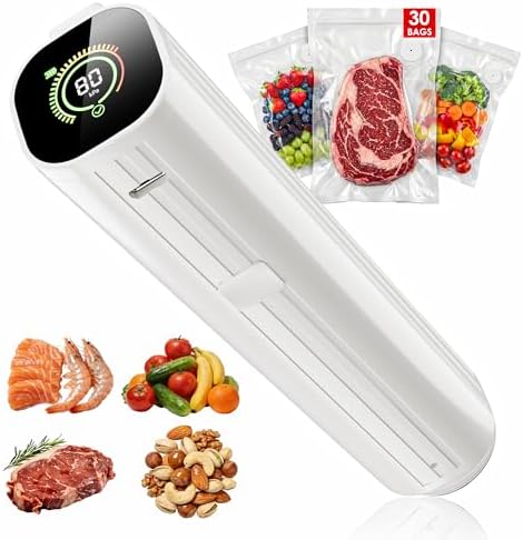 Compact Vacuum Sealer for Food (Contains 30 Reusable Seal Bags) F...
