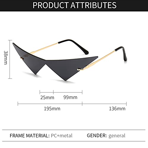 4 Pairs Triangle Sunglasses Frameless Space Eye Sunglasses Rimless Pointy Glasses Men Party Prom Eyewear for Women and Men3