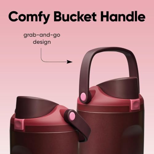 Owala FreeSip Sway Insulated Stainless Steel Water Bottle with Two-Way Spout, Built-In Straw and Bucket Handle, Made for Travel, School, and Sports, 30oz, BPA Free, Leak Proof, Black Cherry image 7