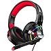 Produktbild ZIUMIER Z66 Gaming Headset für PS4, Xbox One, PC, kabelgebundene Over-Ear-Kopfhörer mit Geräuschisolierungs-Mikrofon, LED RGB Licht, Surround Sound für Laptop, Computer, Nintendo Switch, Rot