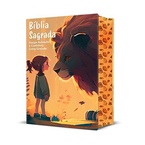 Bíblia Sagrada Infantil RC Letra Grande Com Harpa Avivada E Corinhos Capa Dura Pequena Leão Criança