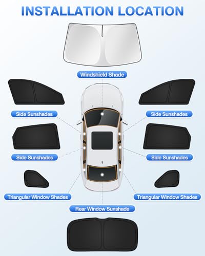 Image of Canvcle Sunshades for Hyundai Kona 2024 2025 2026 Accessories Windshield Sun Shade Side Rear Window Shade Cover Sun Visor Shield Privacy Protection Keep Vehicle Cool Black 8PCS