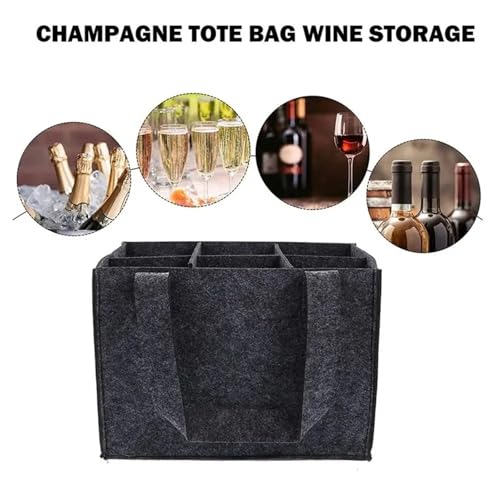 Bolsa para vino de fieltro anticolisión, soporte protector para 6 botellas 4