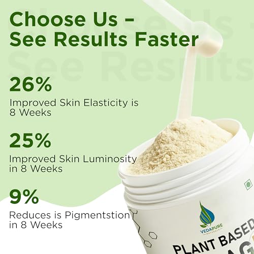 VEDAPURE Plant Based Collagen Powder For Women & Men (210g), Mixed Fruit Collagen Supplements For Skin, Hair, Bones & Overall Wellness, Booster With Biotin, Vitamin E & C And Hyaluronic Acid