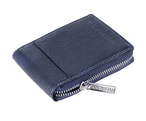 Image of WildHorn RFID Protected Leather Wallet for Men,Navy Blue