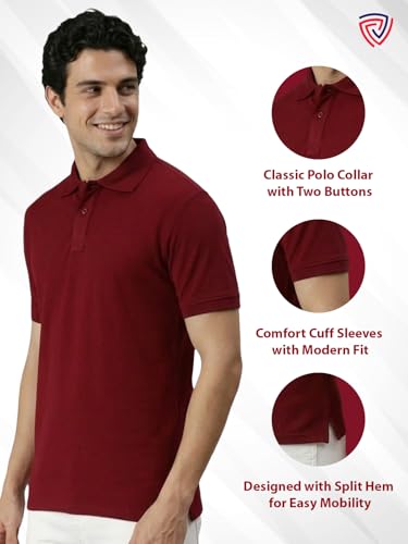 Image of Lux Cozi Men's Cotton Solid Polo Tshirt | Collar Tshirts | Half Sleeves | Stylish & Premium All Day Wear | Pack of 1