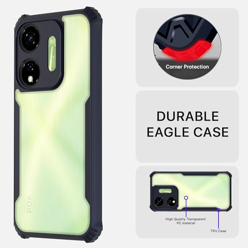 Image of Pikkme itel P55 5G Back Cover | Crystal Clear Transparent Back | Ultra Hyrbid | Full Camera Protection | Raised Edge | Bumper Back Case (Blue)