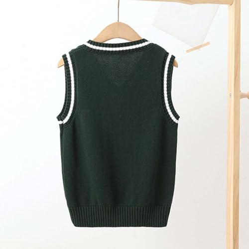 Boys Girls Sweater Vest, V-Neck Sweater Tank Tops Knitted Cotton School Uniform Vest for Winter 3-15 Years2