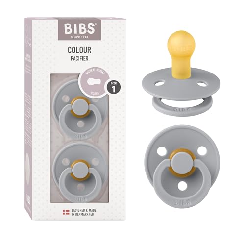 Image of BIBS Pacifiers Colour Collection | Natural Rubber Baby Pacifier | Set of 2 BPA-Free Soothers | Made in Denmark | 0+ Months (Pack of 2) | Cloud