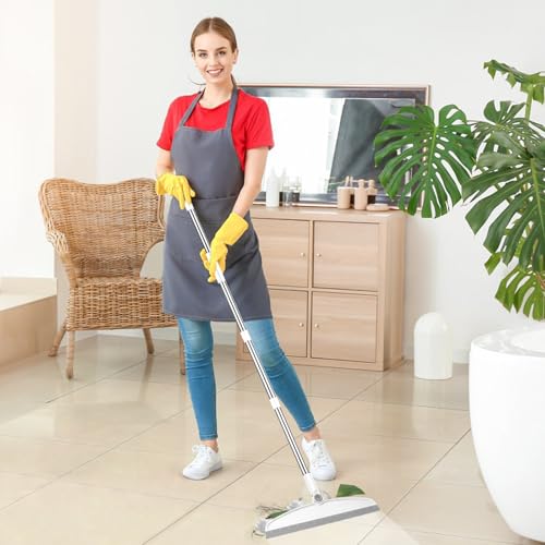 Image of Multifunction Silicone Broom, 54 Inch Long Handle Silicone Floor Squeegee Broom, Sweep and Scrape 2 in 1 Household Cleaning Broom for Floor, Bathrooms, Kitchens, Showers, Tile, Pet Hair, Glass, White