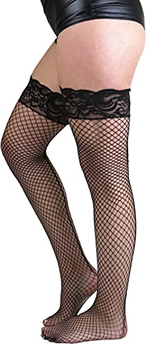 Image of ToBeInStyle Women's Vibrant Large Net Fishnet Thigh High Elastic Nylon Novelty Stockings