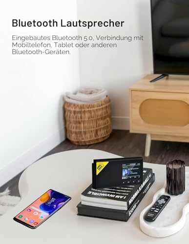 Tragbares DAB Radio, DAB Plus Radio kleine, Bluetooth,USB-C Betrieben & Wiederaufladbarer Akku | 12 Stunden Wiedergabe,2.4“ LCD Display, Kopfhörerbuchse | Dual Alarm,FM, 40 Voreinstellungen