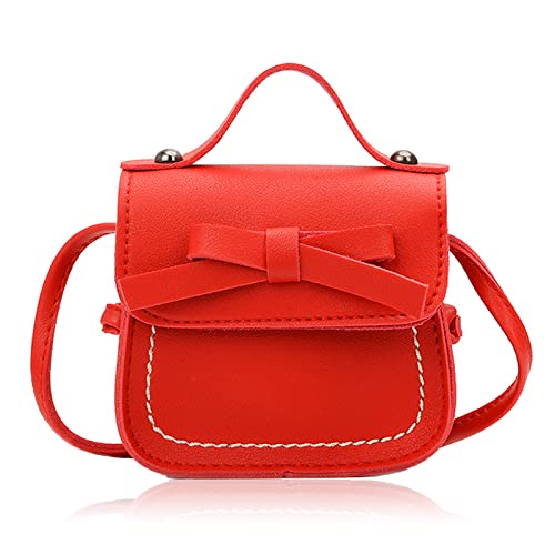Spldsun Katze CrossBody Messenger Bag, Kinder Mini Münztasche Geldbörse, Kinderhandtasche mit Krawatte, für Kinder von 1-3 Jahren (Rot)