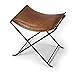 HomeRoots Medium Brown Iron, Urethane Foam, Leather Foldable Brown Leather Stool