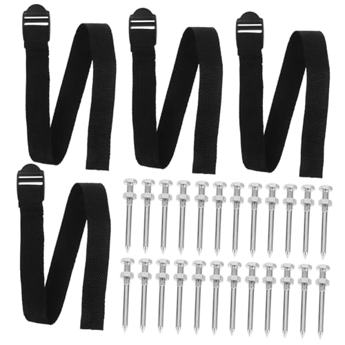 Yardenfun Juego de Púas Metálicas para Aireador de Césped Correas Ajustables, 4 Clavos de 4.2 Cm y 30 Clavos de 58 Mm, Herramienta Manual para Jardín y Césped, Accesorios para Aireador