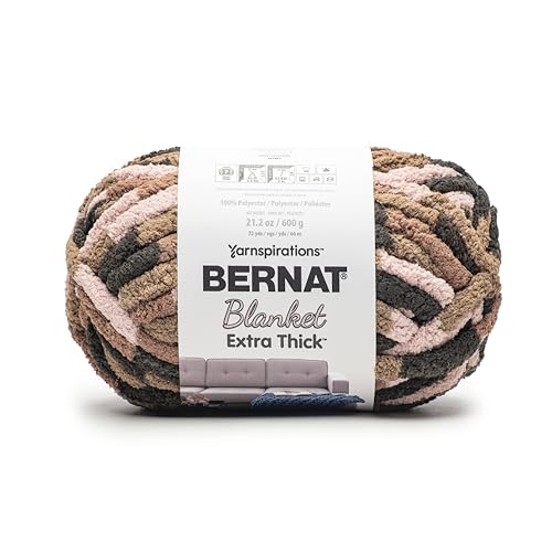Image of Bernat Blanket Extra Thick Taupe Swirl Yarn - 1 Pack of 21.12oz /598.74g - 100% Polyester - #7 Jumbo - 72 Yards - Chunky Yarn for Hand Knitting, Crocheting, Crafts & Amigurumi