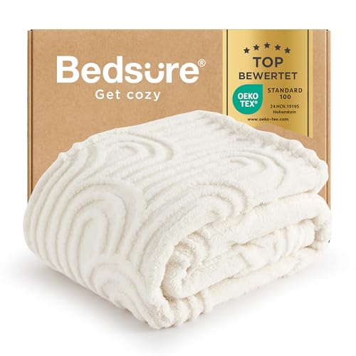BEDSURE Kuscheldecke Decken für Sofa - Wohndecke, Couchdecke, Überwurf, weiche und warme Fleecedecke, gemütliche Korddecke, Kuscheldecke flauschig,...